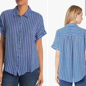 Splendid Oversized Linen Stripe button-up shirt size XS Fits Up to medium NWT